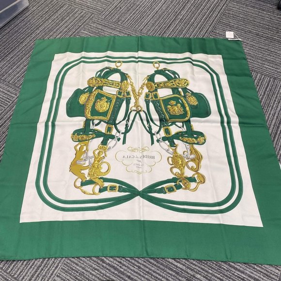 HERMÈS Scarf Brides de Gala Silk H Grygkar Racing Green Gold - Picture 3 of 4